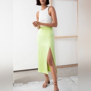 NWT & Other Stories Side Slit Midi Skirt in Yellow Size 8